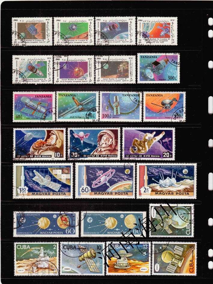 Collectible Vintage Postage Stamps - 100 طابع بريدي مختلف من الفضاء