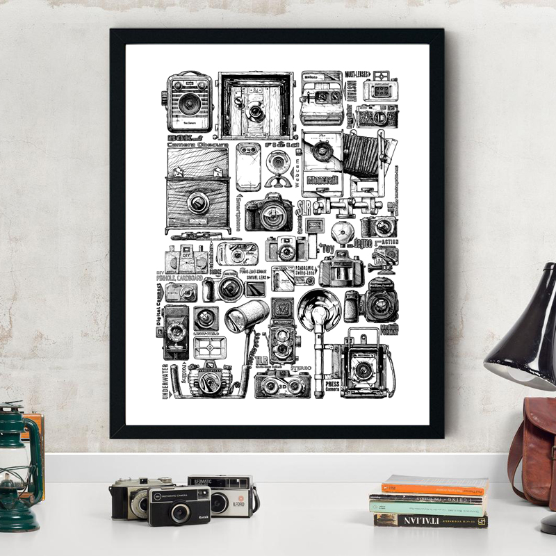 Collectible Vintage Cameras - خمر مجموعة الكاميرا الرسوم التوضيحية الملصقات