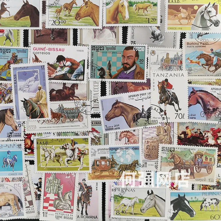 100 طوابع حصان مختلفة غير متكر - مراجعة Collectible Vintage Postage Stamps وسعره